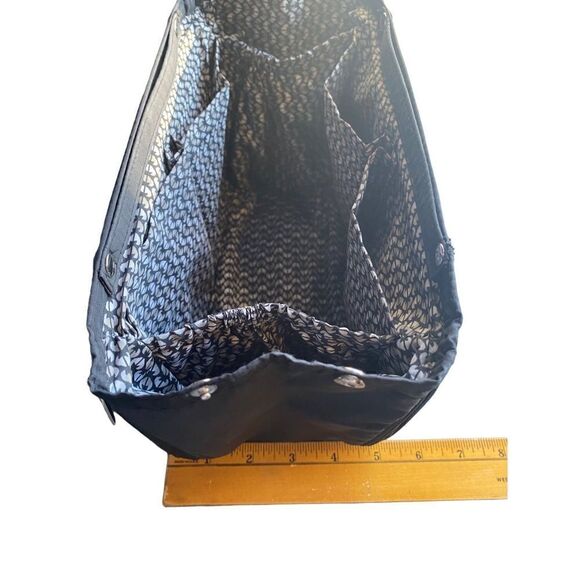 In Bag black nylon fabric bag insert with black white grey pattern lining adjust - Picture 4 of 7